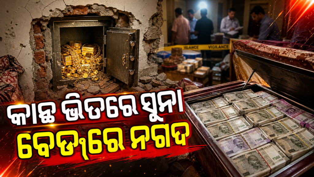 କାନ୍ଥ ଭିତରେ ସୁନା ଓ ବେଡ୍‌ରେ ନଗଦ