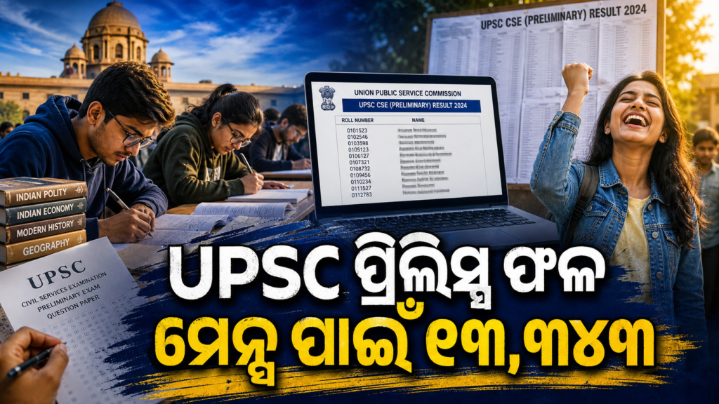 UPSC ପ୍ରିଲିମ୍ସ ଫଳ ପ୍ରକାଶ: ମେନ୍ସ ପାଇଁ ୧୩,୩୪୩ ପ୍ରାର୍ଥୀ ଯୋଗ୍ୟ
